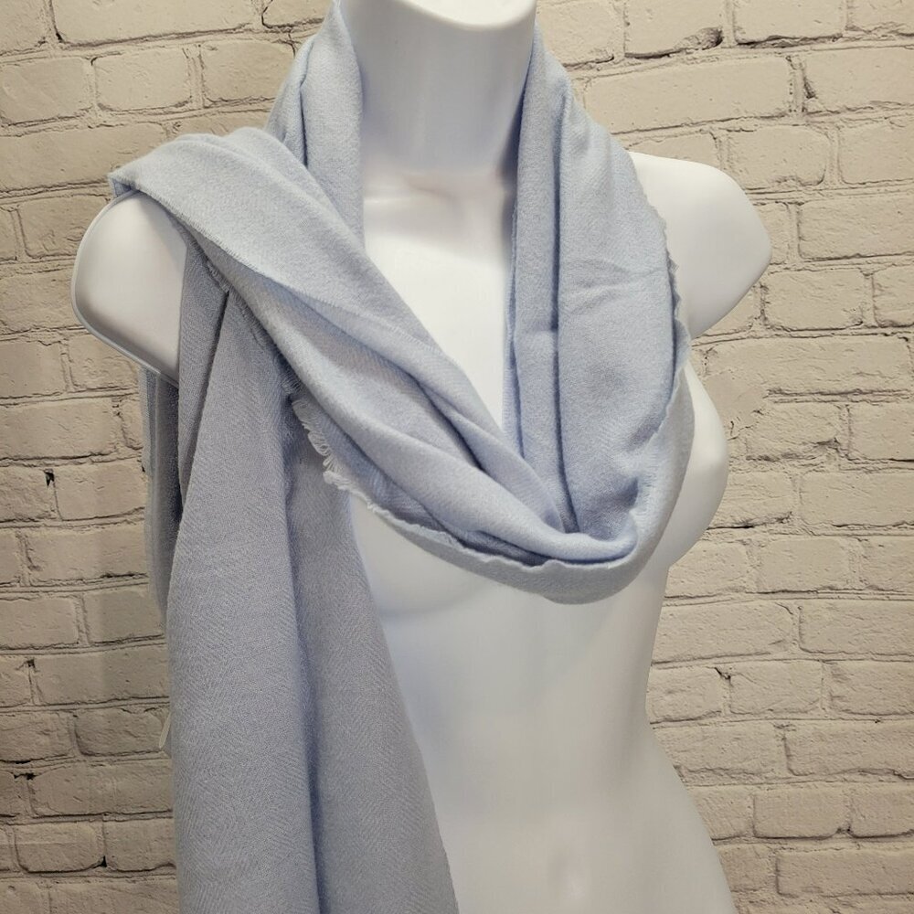 Style & Co Fringe Detail Solid Soft Wrap- Blue